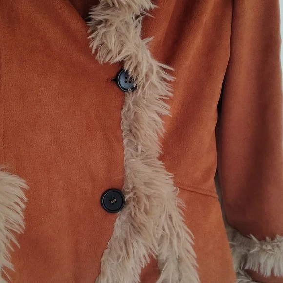 CARHARTT Faux Suede 2 Button Collared Lightweight Embroidered Coat Sz M - Picture 6 of 14